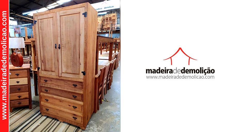 GUARDA ROUPA DE MADEIRA - GUARDA ROUPA RUSTICO - RETO 4G