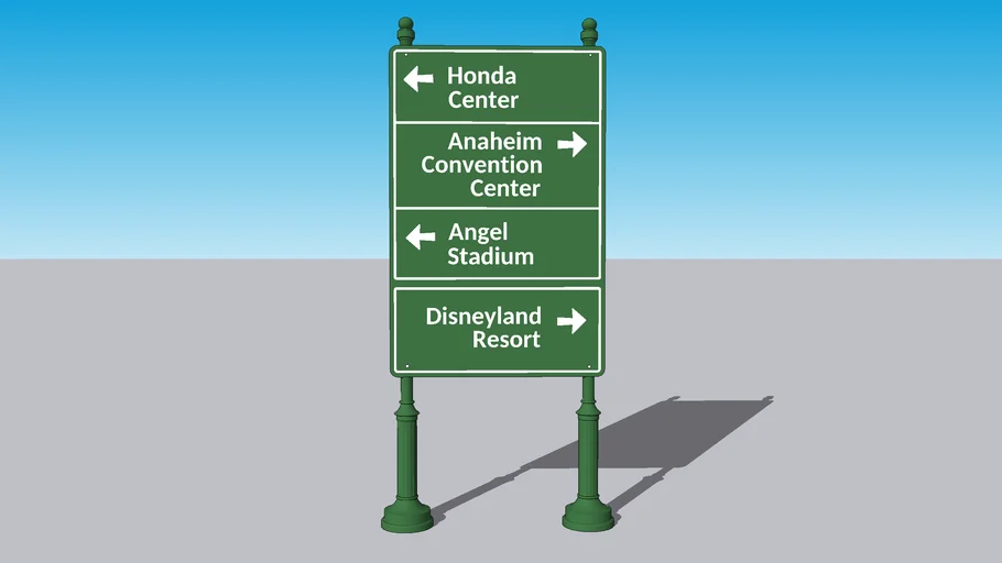 Anaheim Resort Freeway Off Ramp Wayfinding Directional Sign