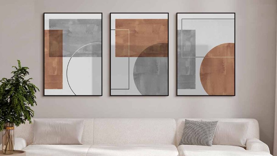 Composição Decorativa 3 quadros - Contemporary Abstract - Top Quadros