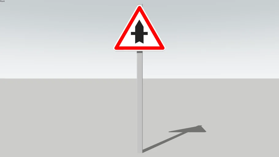 Warning sign - Crossroads | 3D Warehouse