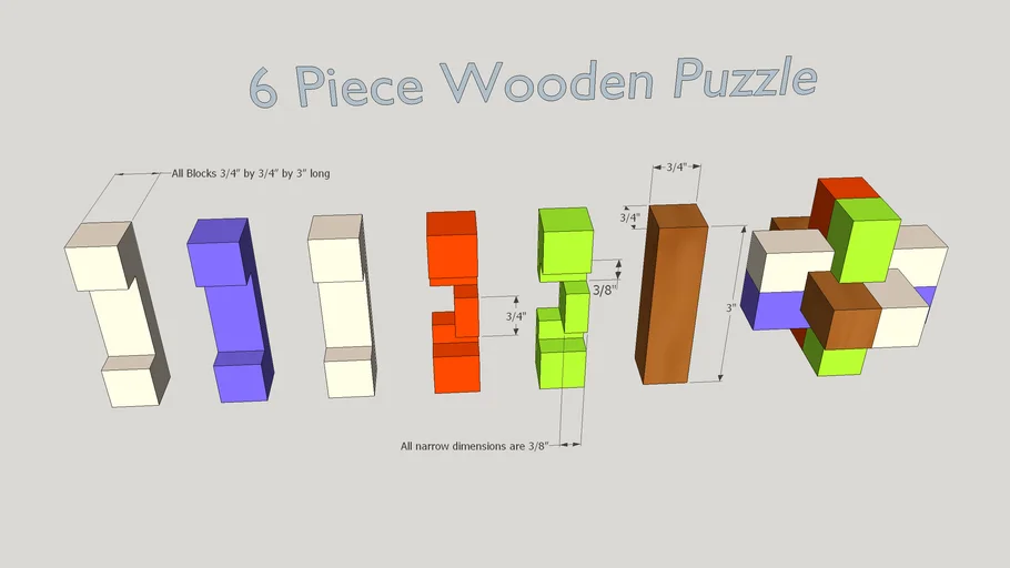 6 Piece Wooden Puzzle