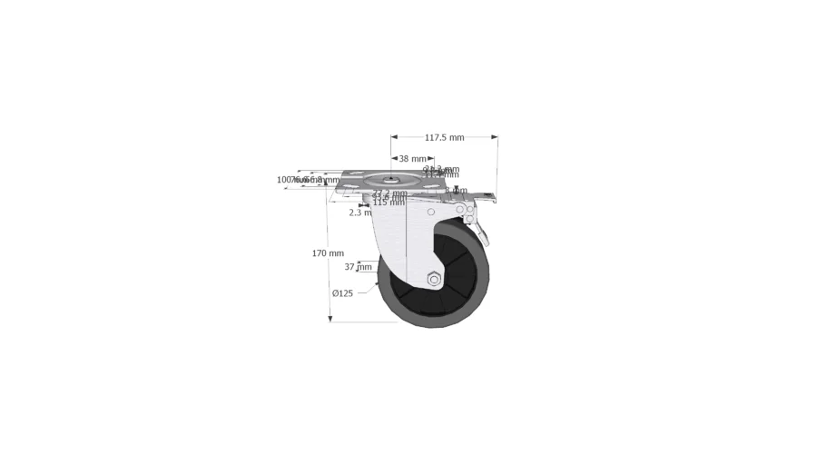 Bánh xe đẩy TPR 5Inch khóa