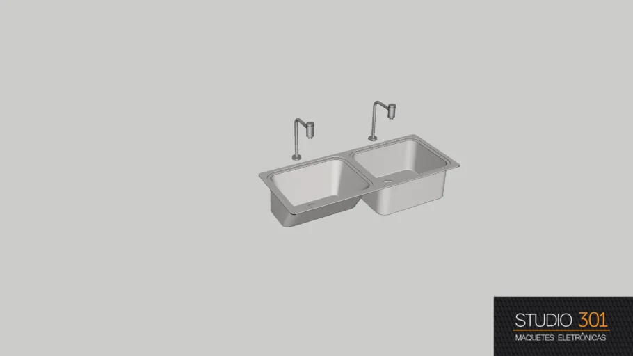 Tanque duplo inox com torneira