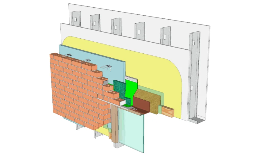 01.040.0601 Window Head Detail -Anchored Brick Veneer | Steel Stud Backing