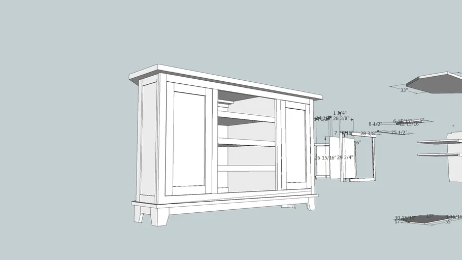 Corner TV cab wit exploded measurements | 3D Warehouse