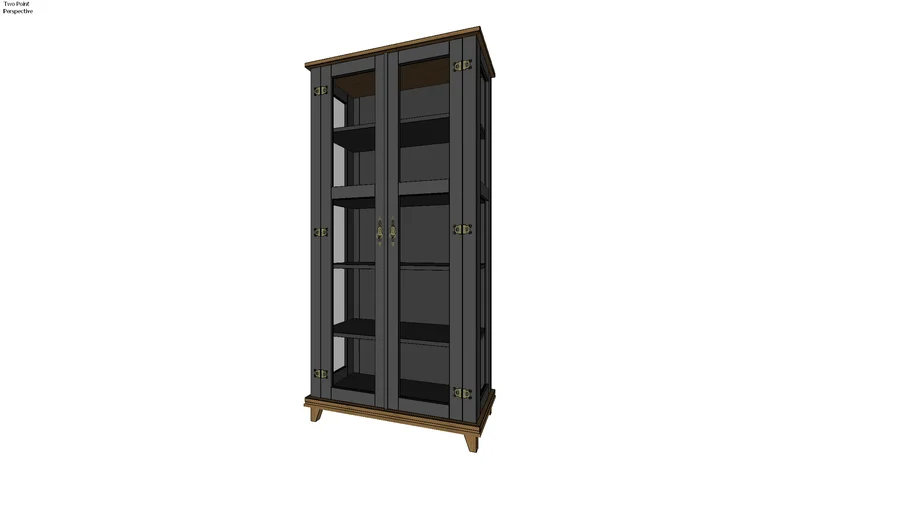 CRISTALEIRA DE MADEIRA MACIÇA 2 PORTAS - PRETO 180X730X350