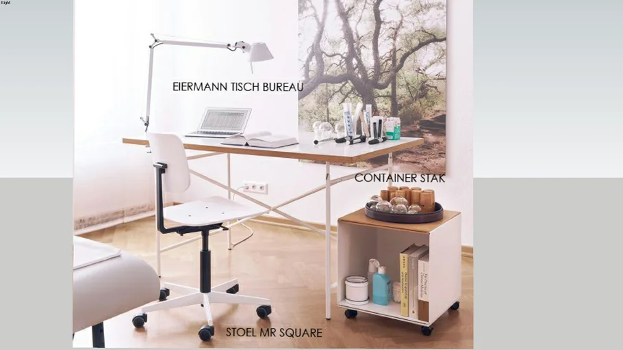 Eiermann tisch / Container stak/ MR square stoel