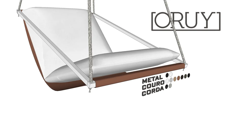 Poltrona Suspensa Rettangolare balanço corda ORUY metal couro