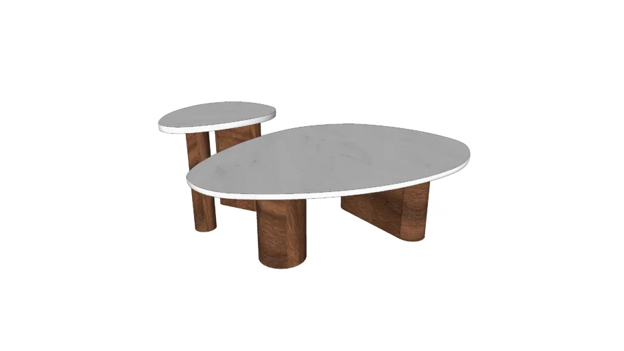 Sissy-Boy salontafel en bijzettafel marmer en hout