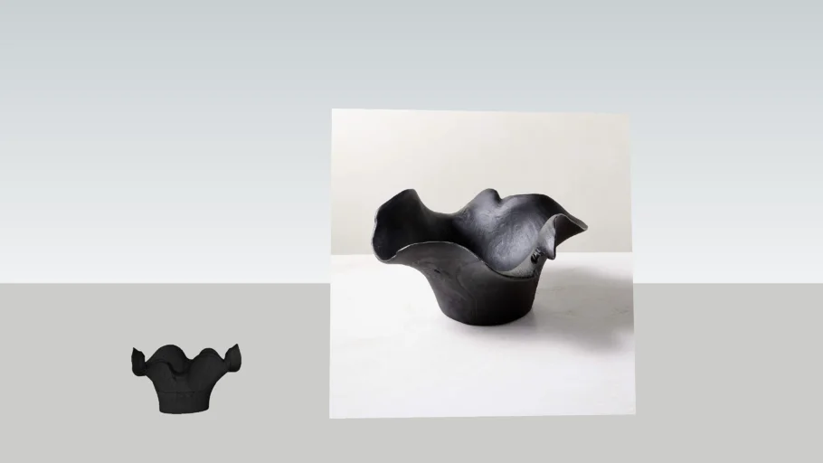 CB2 - FLOUNCE BLACK TEAK DECORATIVE BOWL