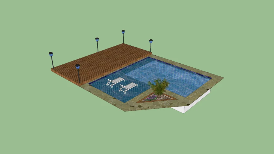 piscina com deck de madeira