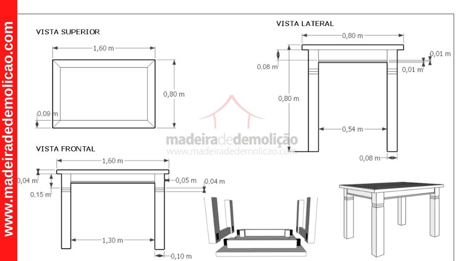 MESA DE MADEIRA - MESA RUSTICA - PREMIUM S/ GAVETA 1,60M
