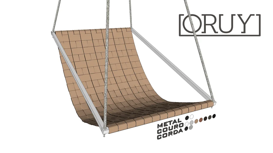 Poltrona Suspensa Rettangolare Treccia balanço corda ORUY metal couro