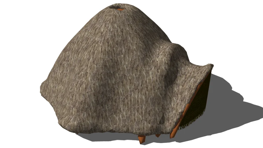 Primitive grass thatched hut