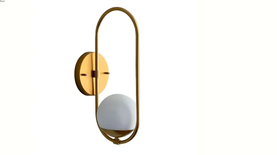 Arandela Luminária de Parede de Quarto Dourado Jabuticaba com Globo Vidro 12cm