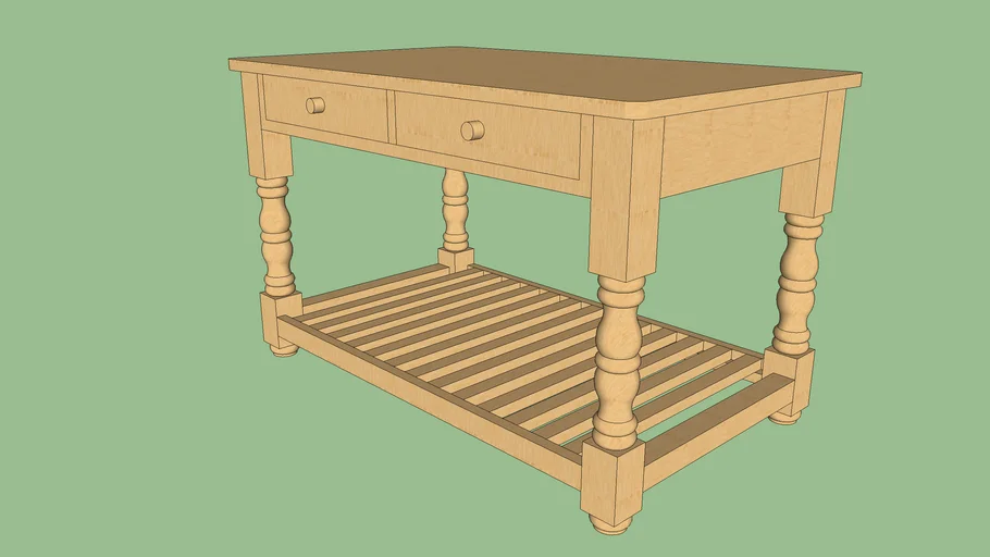 Kitchen Work table With Pot Rack 