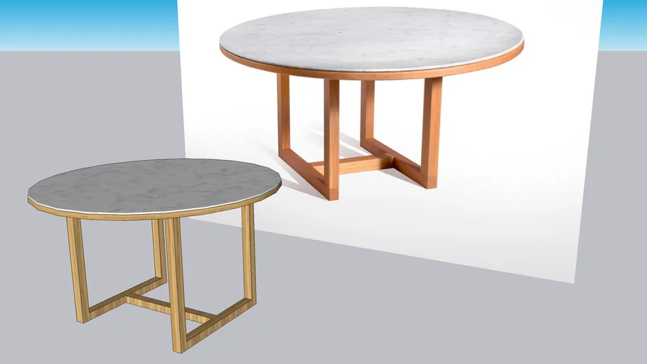 Mesa Redonda Alt Marmol Blanco+Madera