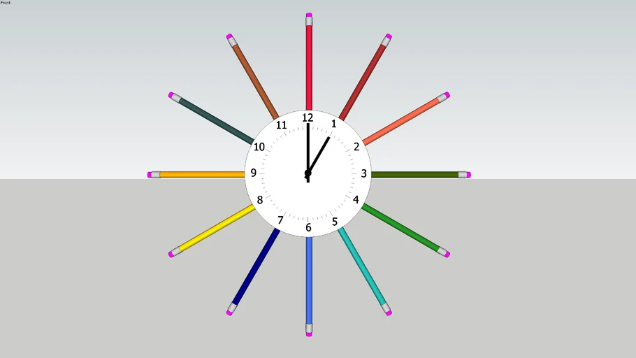 Clock with pencil design | 3D Warehouse