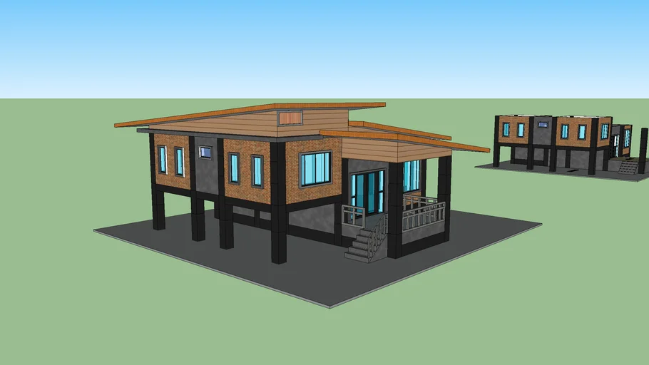 บ้านชั้นครึ่งแนวโมเดิร์น 2 ห้องนอน  2 ห้องน้ำ 1ห้องครัว 1ลานจอดรถ