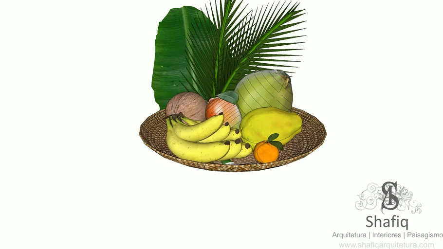 Fruteira Frutas Banana Coco Mamão Comida Cozinha Café