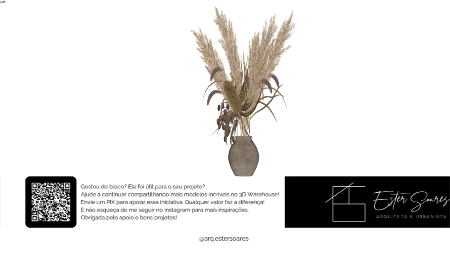 Decoração - Vaso de plantas secas (trigo)