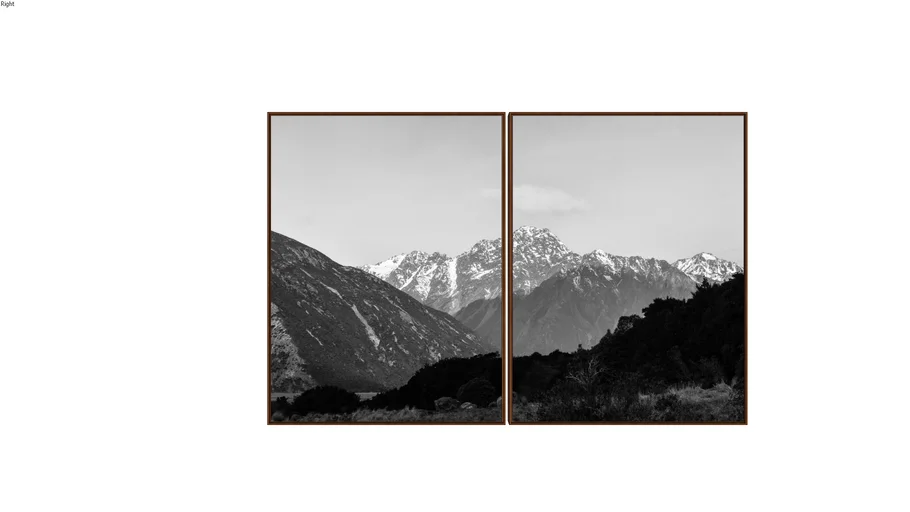 Quadro díptico preto e branco montanhas paisagem - @yasminenery.art