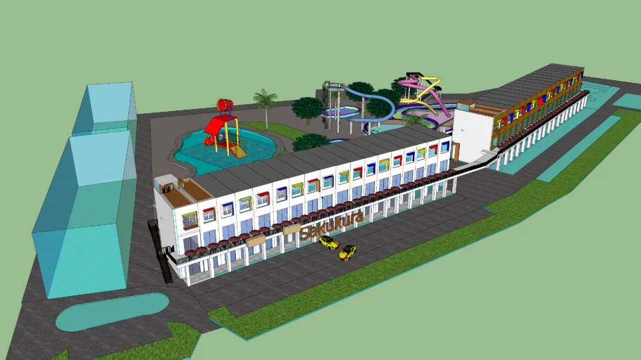 Water Park Project :  Water park  with Food avenue and Town house 