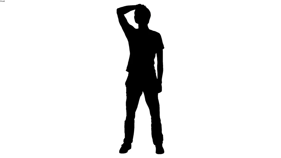 2d silhouette front man looking up