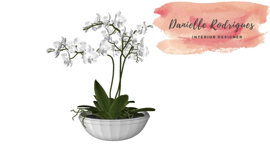 CACHEPOT PRATA COM ORQUÍDEA BRANCA
