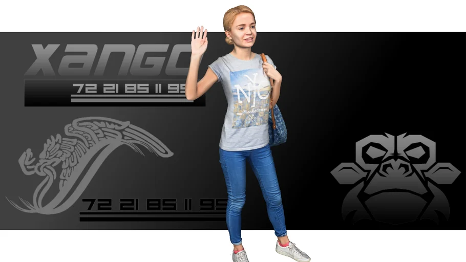 Persona mujer señorita secundaria mochila - xango3d