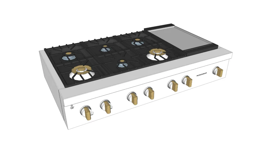 48" Professional Gas Rangetop with 6 Burners and Griddle