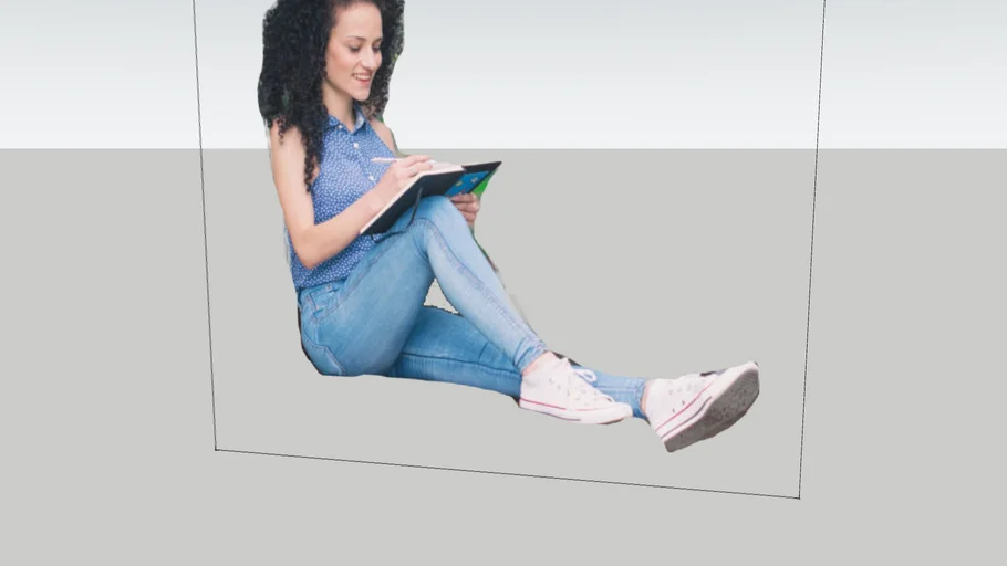 WOMAN SITTING FLOOR HAIR CURLY 2D
