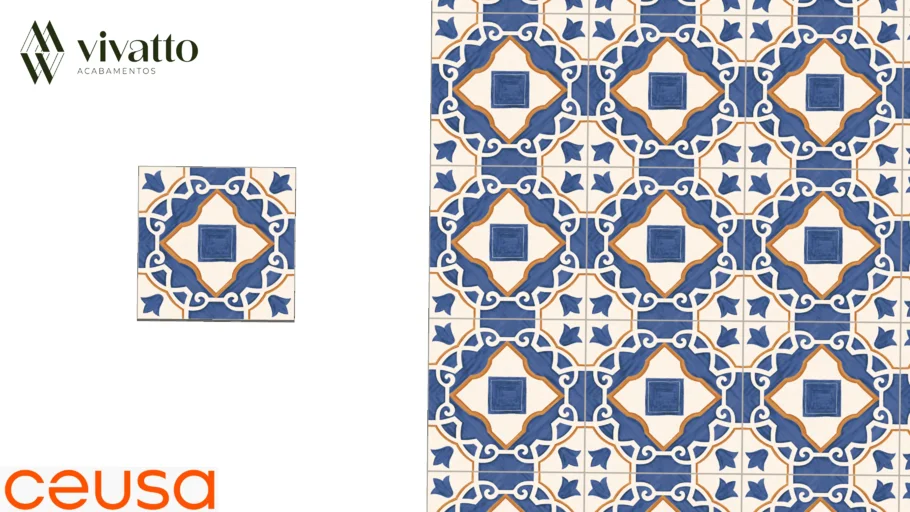 Ladrilho Italian Days Dec 1 Mix Lux 20x20cm - Ceusa Porcelanato