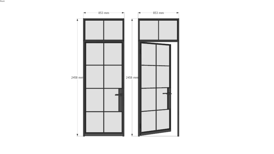 iSteel Fire Rated Single Door with Transom Window Above Crittall Style