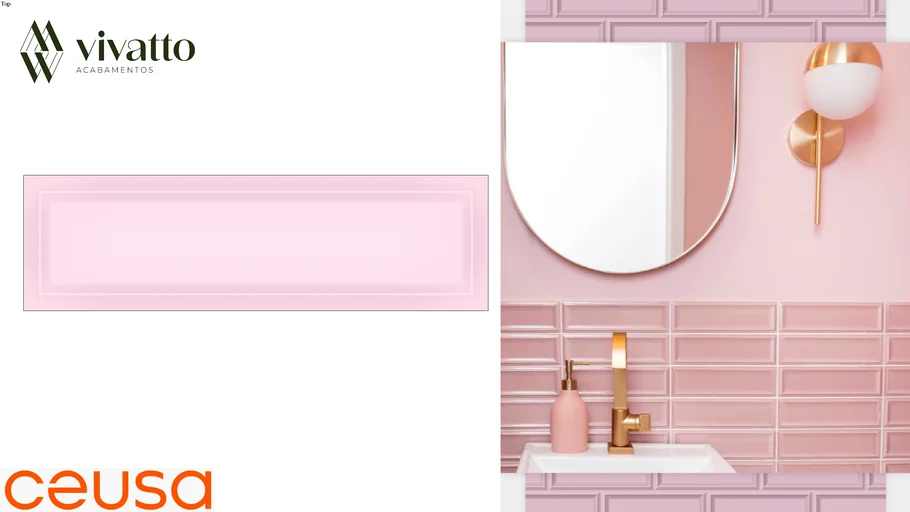 Tijolinho Invertido Rosa 8x24 cm - Ceusa Porcelanato