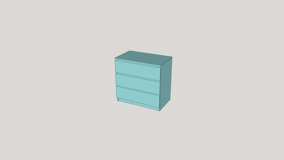 IKEA MALM Chest of 3 drawers, light turquoise