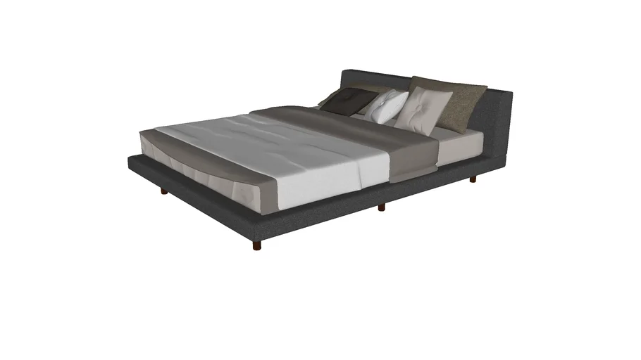 Jane Queen Bed in Dark Slate Fabric by Modloft