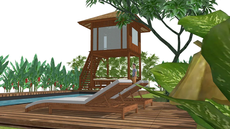Wood Double Decker Gazebo (Garden Building)