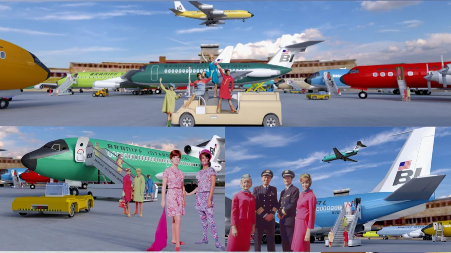 BRANIFF INTERNATIONAL FLEET (1965-1971) END OF THE PLAIN PLANE LIVERY by A.GIRARD & E.PUCCI