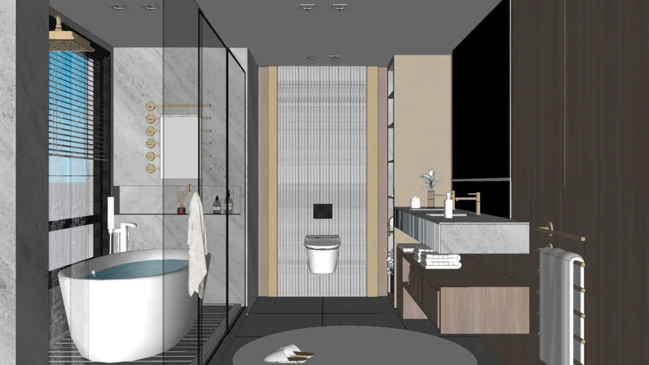 Vietnam modern bathroom raised bathtub