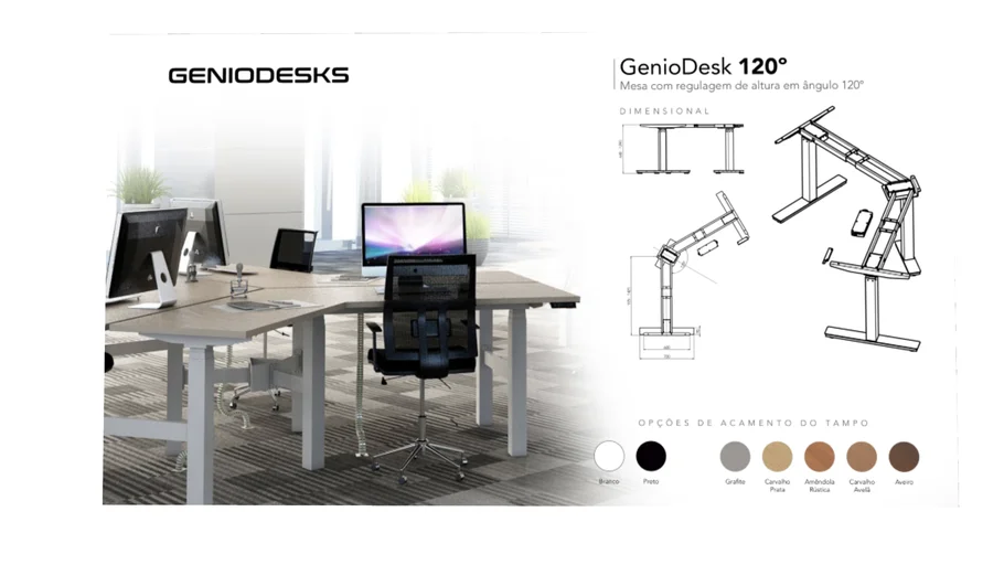 GENIODESKS - MESA COM REGULAGEM DE ALTURA - GENIODESKS 12O°