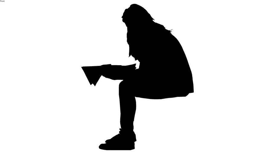 2d silhouette side woman sitting reading