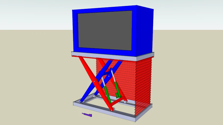 TV LIFT MECHANISM, USING A SCISSOR LIFT HYDRAULIC TYPE ACTUATION DESIGN
