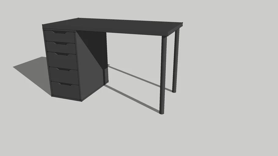 IKEA Bureau ALEX avec caisson ALEX + pieds ADILS + plateau LAGKAPTEN 120 x 60 cm