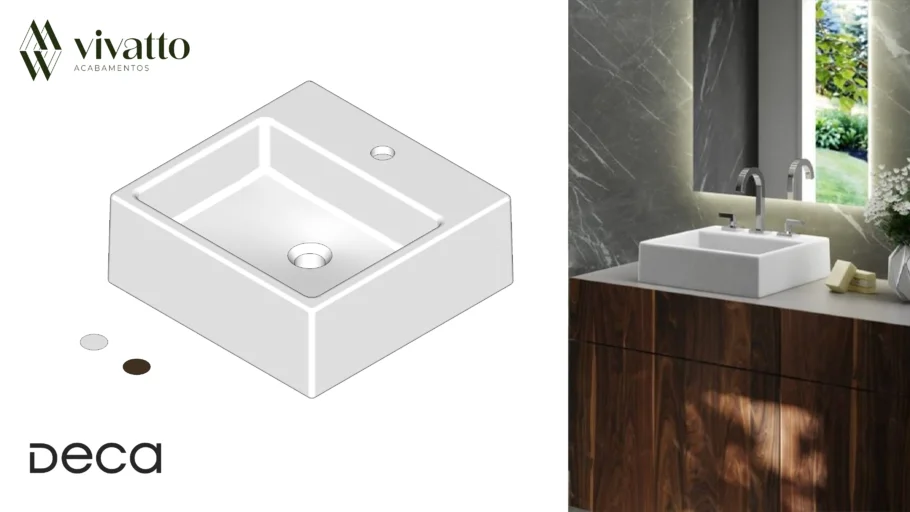 Cuba De Apoio 41,5cm Quadrada Com Mesa - Deca