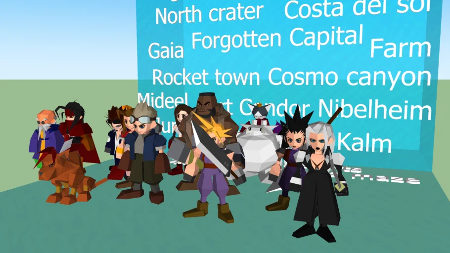 Final fantasy VII characters (low poly)