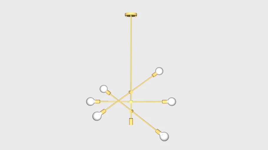 Lustre Pendente Moderno Aresta Hastes para 6 Lâmpadas