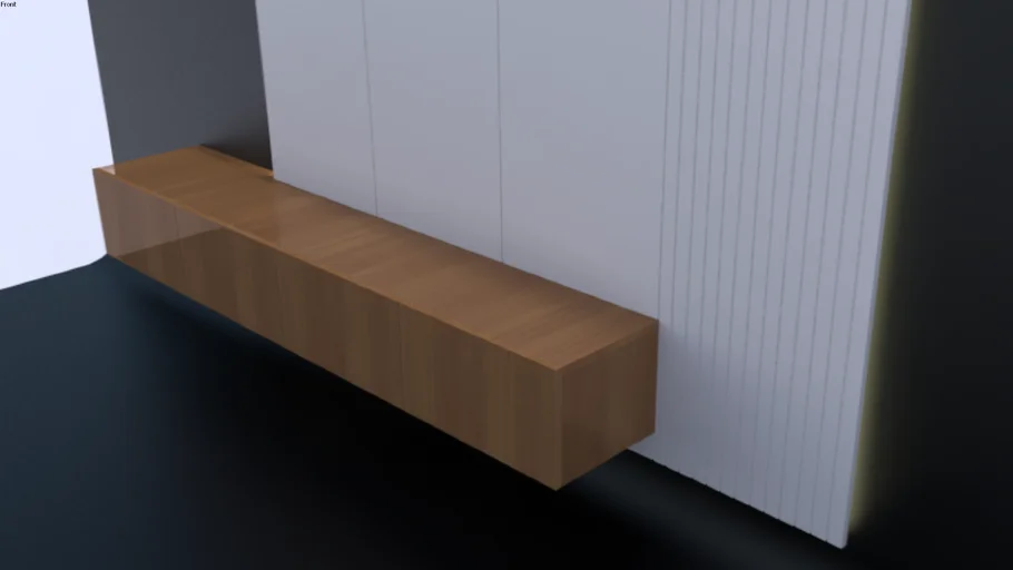 Mueble TV madera petiribí con panel ranurado colgante.