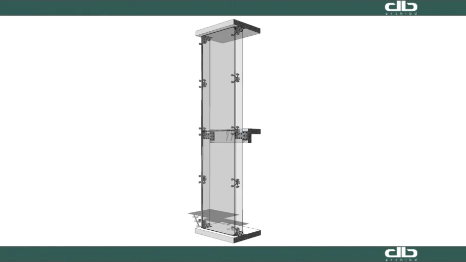 Spider Glass Bracket_Two Layer Glass_Joint With Glass Strip_archibd