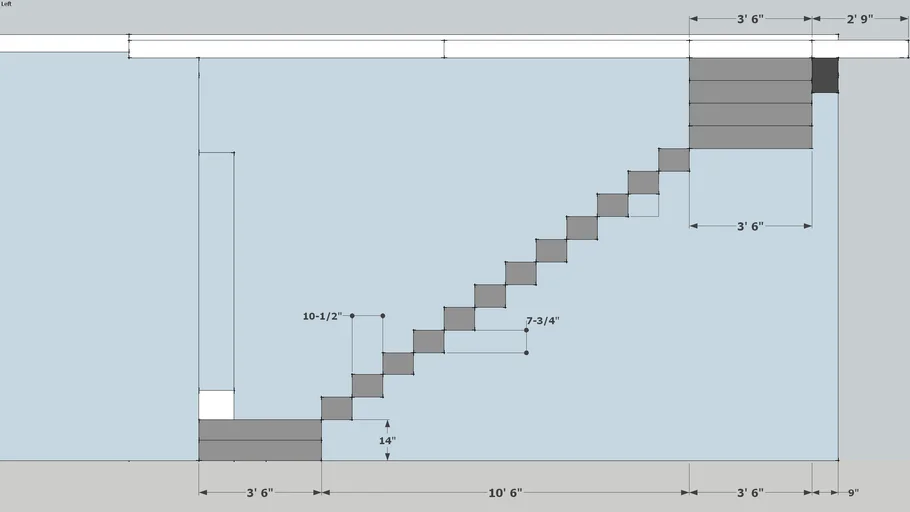L Shaped Staircase (with dimensions)